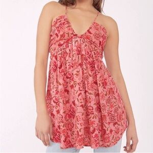 Free people pixi printed tunic with cross back size x small